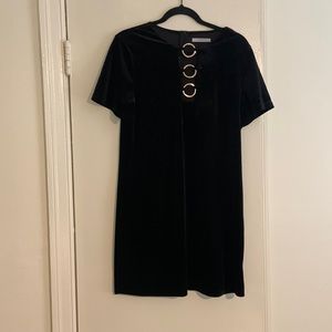 Velvet Black Mini Dress—Size Small